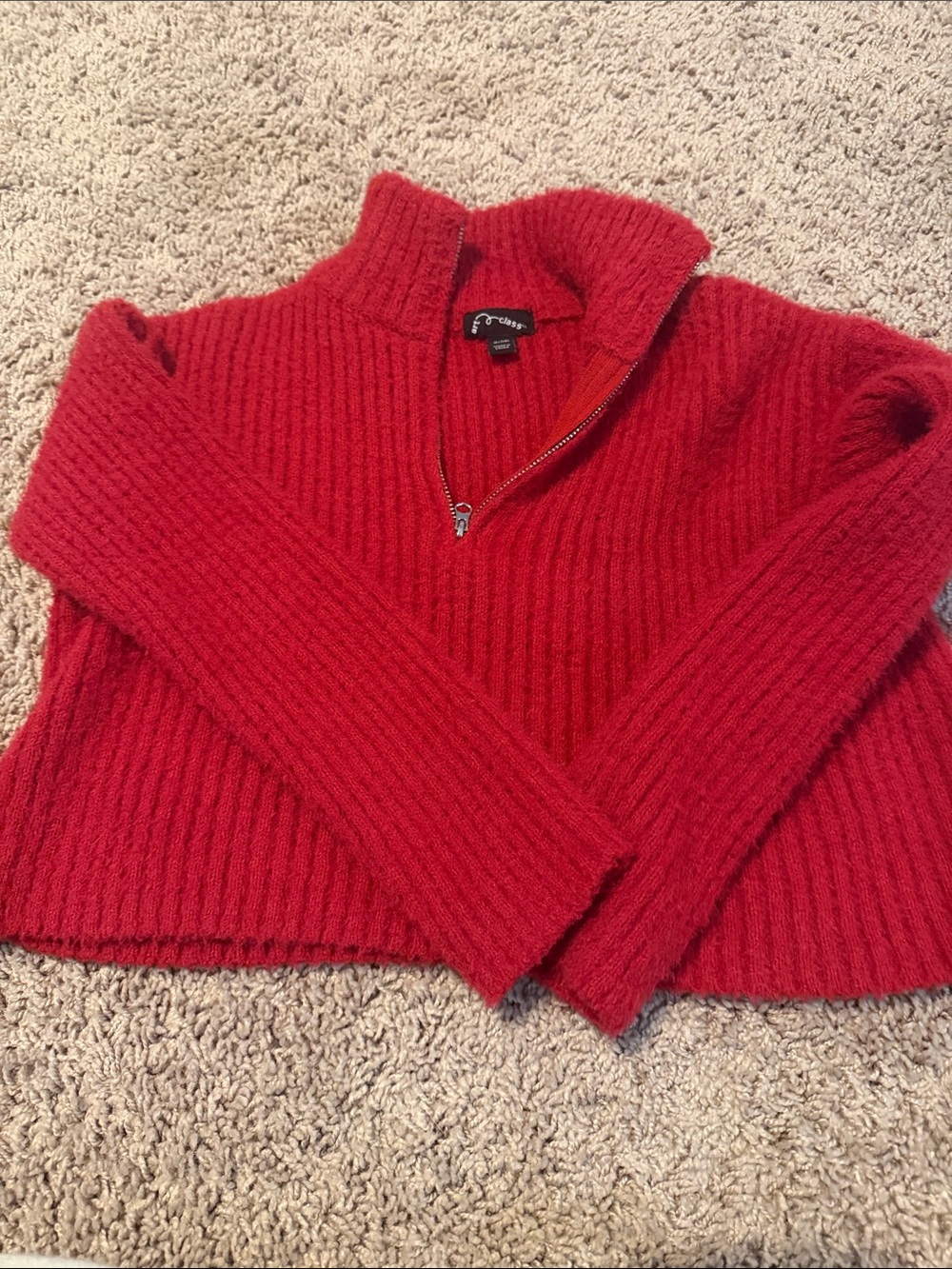 art class Red Ribbed Half-Zip Sweater